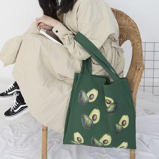 Canvas Fruit Print Shopper Bag Avocado - Dark Green - One Size