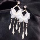 Faux Pearl Lace Butterfly Fringed Earring White - One Size