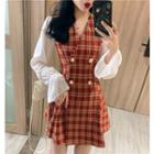 Plaid Long-sleeve Mini A-line Dress