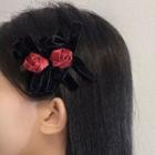Bow Hair Clip 1 Pc - Hair Clip - Black & Red - One Size
