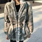 Drawcord-waist Faux Fur Zip Jacket