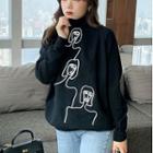 Embroidery Turtleneck Sweater
