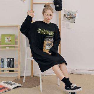 Lettered Oversize Sweatshirt Dress
