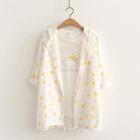 Sun Print Button-up Hooded Jacket / Short-sleeve T-shirt