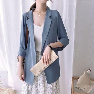 3/4-sleeve Open Front Blazer