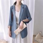 3/4-sleeve Open Front Blazer