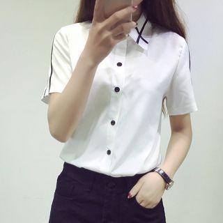 Short-sleeve Stripe Print Shirt