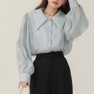 Collar Button-up Chiffon Blouse