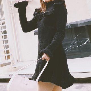 Oversized Ruffle Trim Wrap Dress