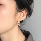 Rhinestone Moon Ear Stud Silver Needle - As Shown In Figure - One Size