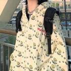 Loose-fit Zip-up Flower Printed Hoodie As Shown In Figure - One Size
