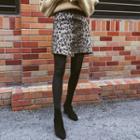 Wrap-front Leopard Wool Blend Miniskirt