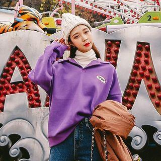 Spot Open-placket Embroidered Pullover