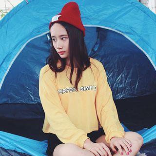 Letter Cropped Loose-fit T-shirt