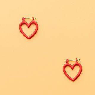 Heart Drop Earring 1 Pair - Copper & Gold Plating - One Size