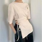 Asymmetric Open-back Short-sleeve Top