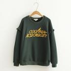 Frilled Lettering Embroidered Pullover