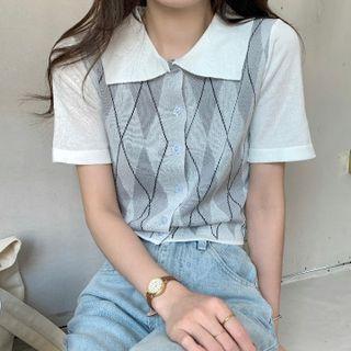 Long-sleeve / Short-sleeve Plaid Cropped Top
