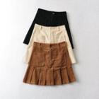 High-waist Corduroy Mini Pleated Skirt