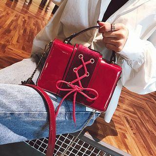 Faux-leather Patent Lace-up Satchel