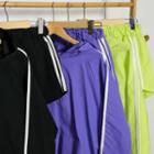 Set: Contrast-trim Zip-up Hoodie + Sweatshorts