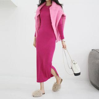 Napped Slim-fit Maxi Dress