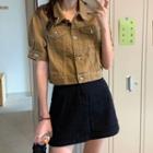 Short-sleeve Denim Jacket / Mini A-line Skirt