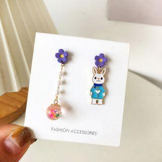 Rabbit Flower Asymmetrical Dangle Earring