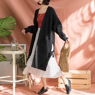 Ribbed Tie-hem Long Cardigan