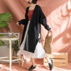 Ribbed Tie-hem Long Cardigan