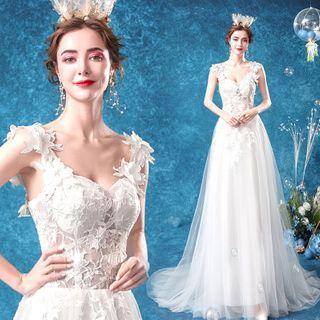 Crochet Strap Mesh A-line Wedding Gown