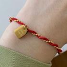 Tag Pendant Red String Bracelet K68 - Red & Gold - One Size