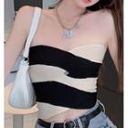 Two Tone Knit Tube Top Almond - One Size