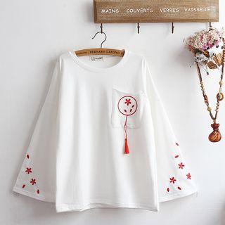 Long-sleeve Tasseled T-shirt