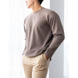 Crew-neck Seam-trim Colored T-shirt