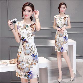 Floral Cap-sleeve Sheath Dress