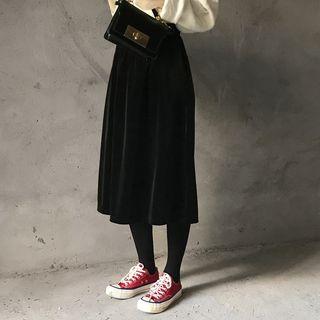 Velvet A-line Maxi Skirt