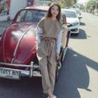 Set: Long-sleeve Panel Top + Harem Pants