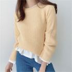 Raglan-sleeve Vivid Rib-knit Sweater
