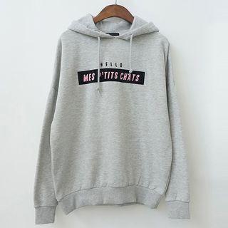 Lettering Fleece-lining Hoodie