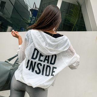 Letter Print Sheer Hoodie