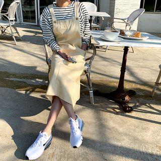 Cotton Long Overall Dress Cream - One Size
