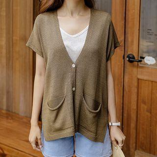 Dip-back Cap-sleeve Cardigan