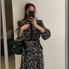 Floral Long-sleeve Midi Dress Multicolor - One Size