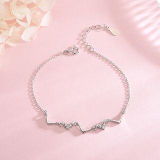 Rhinestone Bracelet Brs079 - Silver - One Size