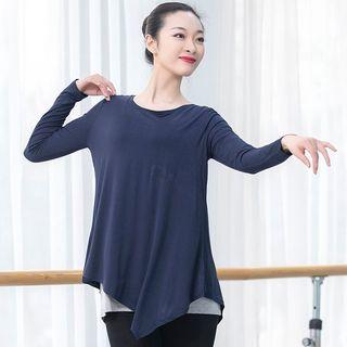 Long-sleeve Mock Two-piece Dance Top