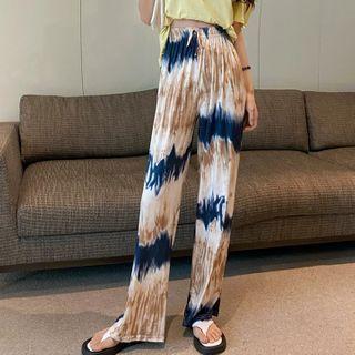 Print Wide-leg Pants White & Blue - One Size
