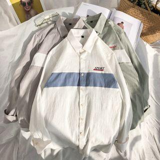 Lettering Two-tone Shirt