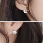925 Sterling Silver Rhinestone Moon & Planet Earring As Shown In Figure - One Size