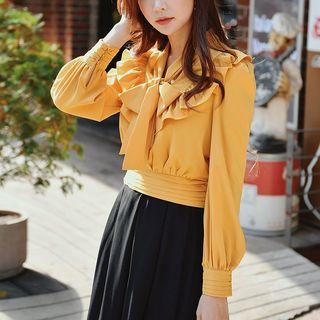 Bow Accent Ruffle Blouse